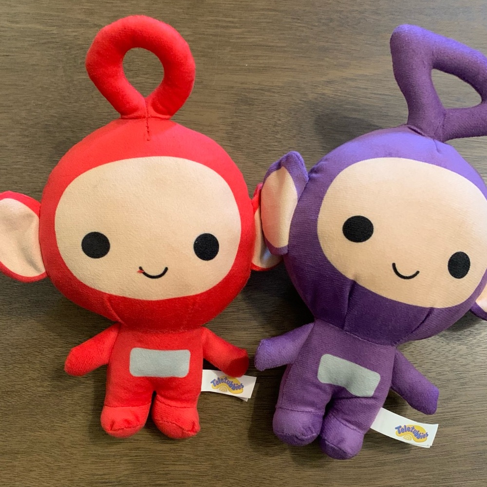 Teletubbies Set of Two Red and Purple Stuffed Animals 9 inches